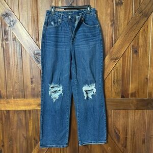 Women's Super-High Rise Distressed Baggy Jeans Wild Fable Medium Blue SZ 7/28